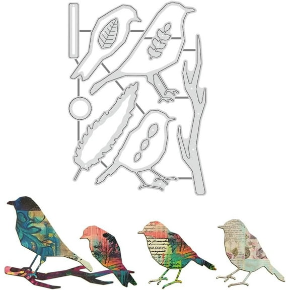 Birds Cutting Dies Tree Branch Bird Silhouette DIY Scrapbooking Metal Embossing Stencil Leaf Metal Cut Stencils