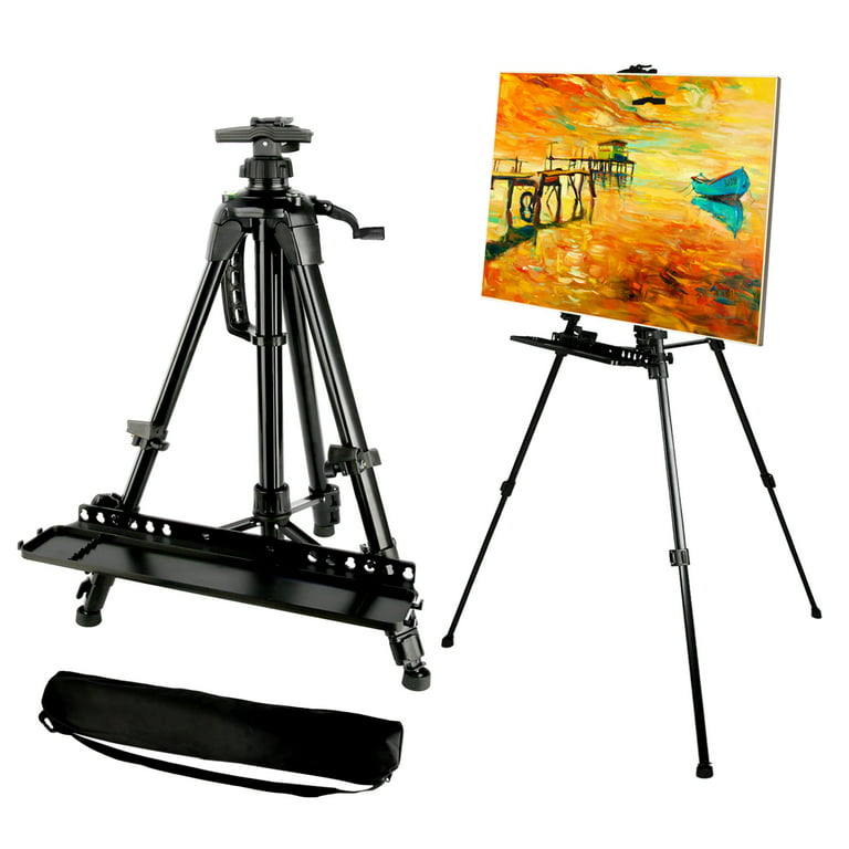 MecoBuke Art easel,Drawing Stand Outdoor,Canvas Stand for  Painting,Adjustable Aluminum Travel Easel with Paintbrush Tray,Heavy Duty  Display Stand with
