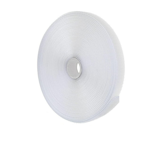 5M Reusable Nylon Hook Loop Fastening Cable Tape Cut-to-Length Self-Adhesive Securing Strap With Buckle For Organizer Or Storage 5 meters white wide 20mm