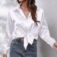 thumbnail image 7 of Ltctricy Women's Satin Blouses Long Sleeve Collared Tie Front Button down Shirts Dressy Casual Work Tops, 7 of 7