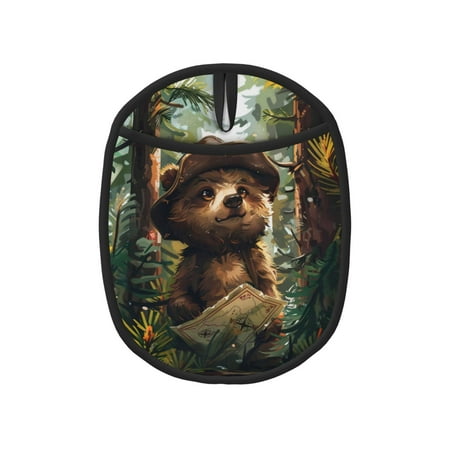

Lukts Jungle Hat Bear Print Silicone Pot Mat Mitten With Hanging Loop Heat Resistant Oven Mitts Non-Slip Bbq Baking Smoking Potholders