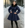 thumbnail image 3 of Women Premium Lightweight Winter Puffer Jacket Quilted Down Blue Jacket-L, 3 of 9