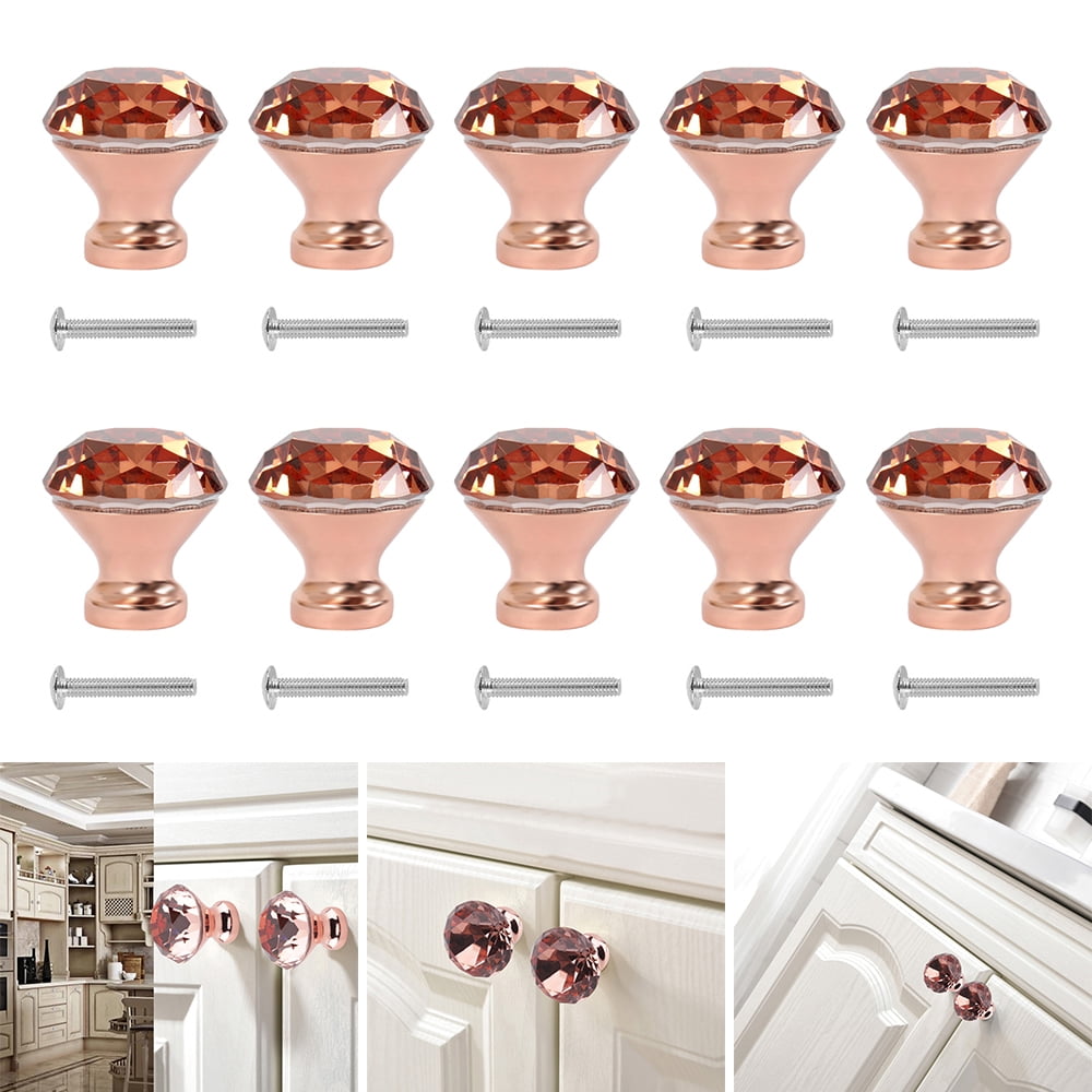 MTFun Crystal Door Knobs Drawer Pull Handle Glass Door