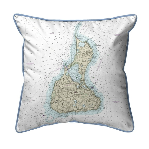 Betsy Drake HJ13215 18 x 18 in. Block Island, RI Nautical Map Large Corded Indoor & Outdoor Pillow