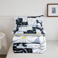 thumbnail image 5 of Homewish Vintage Daisy Floral Twin Comforter Sets,Boho Geometric Art Bedding Set,White Blue,Light Gray Reversible,2pcs,1 Comforter and 1 Pillowcase, 5 of 7