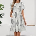 thumbnail image 2 of 3d Hexagon Tile Brick Pattern Short Sleeve Dress Women Summer Evening Dresses Ladies Sundress, 2 of 7