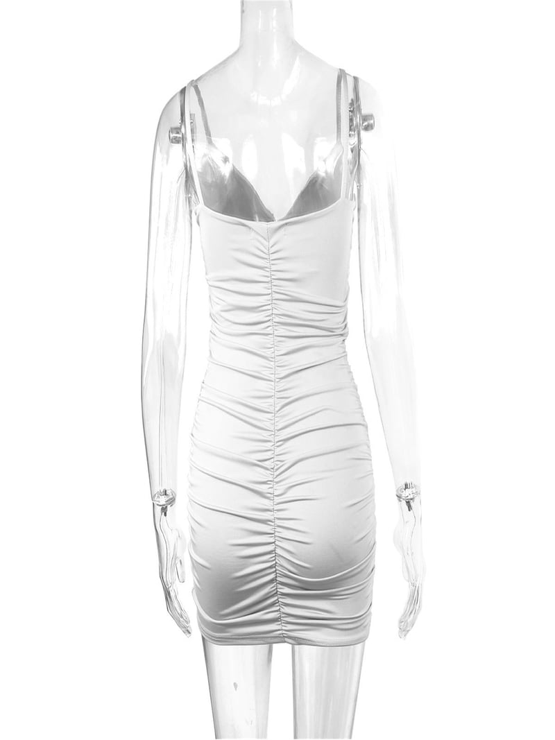 Mini Dress Aliexpress White Dress ICE Women's Sexy Tight-Fitting Mini Dress  Pleated Buttock Dress