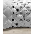 thumbnail image 3 of Abstract Down Alternative Comforter, Ring Disc Shaped Circles Along Inner Round Ellipses Inside Square Frames Art Deco, Microfiber Quilt for All Season, 5 Sizes, Black White, by Ambesonne, 3 of 3