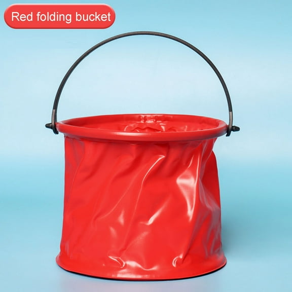 Honeeladyy Foldable Bucket, 7.08x 5.70 inches Portable Small Bucket for House Cleaning, Foldable Tub for Mop, Car, Garden or Camping, Space Saving Fishing Water Pail, Red