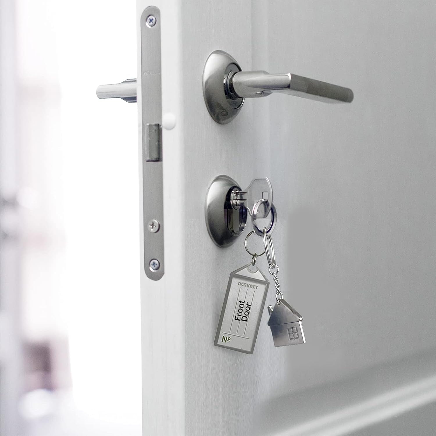 Acrimet Plastic Key Tag with Metal Ring and Label Window, Clear Smoke (60 Pack)