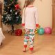 thumbnail image 3 of Conjunto de pijama navideño acogedor para niños de color blanco lechoso, manga larga, cuello redondo, cintura elástica y diseño estampado para edades de 6 a 7 años, 3 of 7