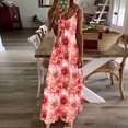 thumbnail image 2 of Hrsba Vacation Dress,Women Summer Casual Print Sleeveless Spaghetti Strap V Neck Flowy Beach Sundress, 2 of 4