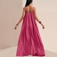 thumbnail image 4 of jehdhy Summer Dress for Women Round Neck Spaghetti-strap Long Maxi Dress Rufffle Pleated Dress Loose Flowy Vacation Beach Sun Dress, 4 of 5
