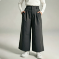 thumbnail image 4 of CPNG Girls Wide Leg Dress Pants Solid Color Elastic High Waist Wide Leg Casual Uniform Pants with Pockets, 4 of 7