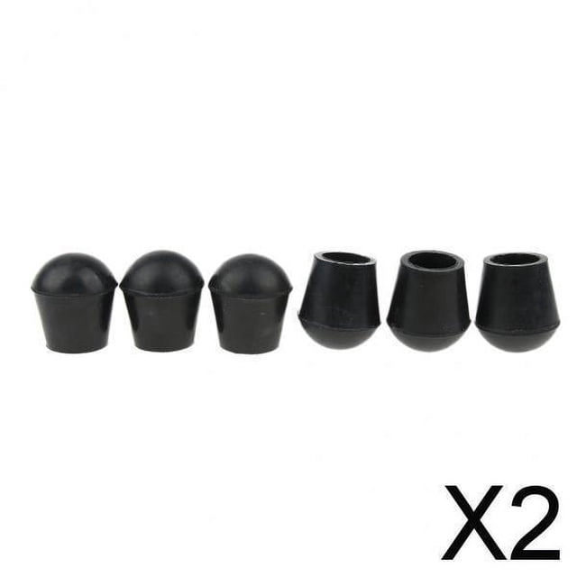 Juego de 6 Tapones de Caucho para Bastón Y Muletas, Dimensiones Universales, Negro Profundo 2 piezas