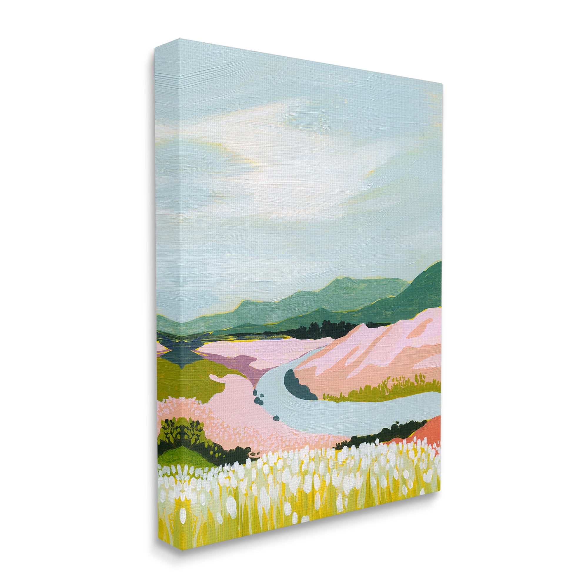 Stupell Industries Pastel Mountain Stream Landscape Painting Gallery Wrapped Canvas Art Print Wall Art, 30 x 40