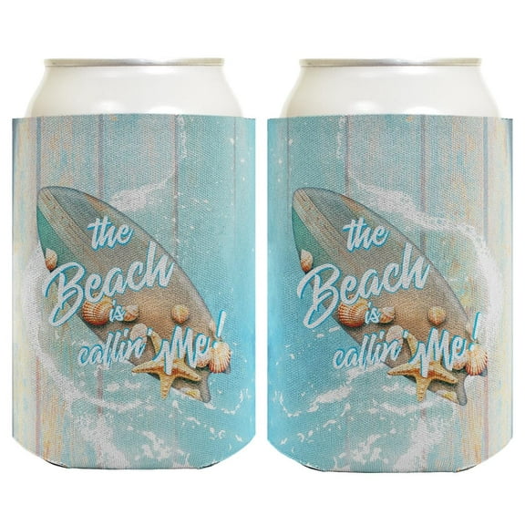 Beach House Decor The Beach Is Callin' Me 2-Pack Can Drink Thermocoolers