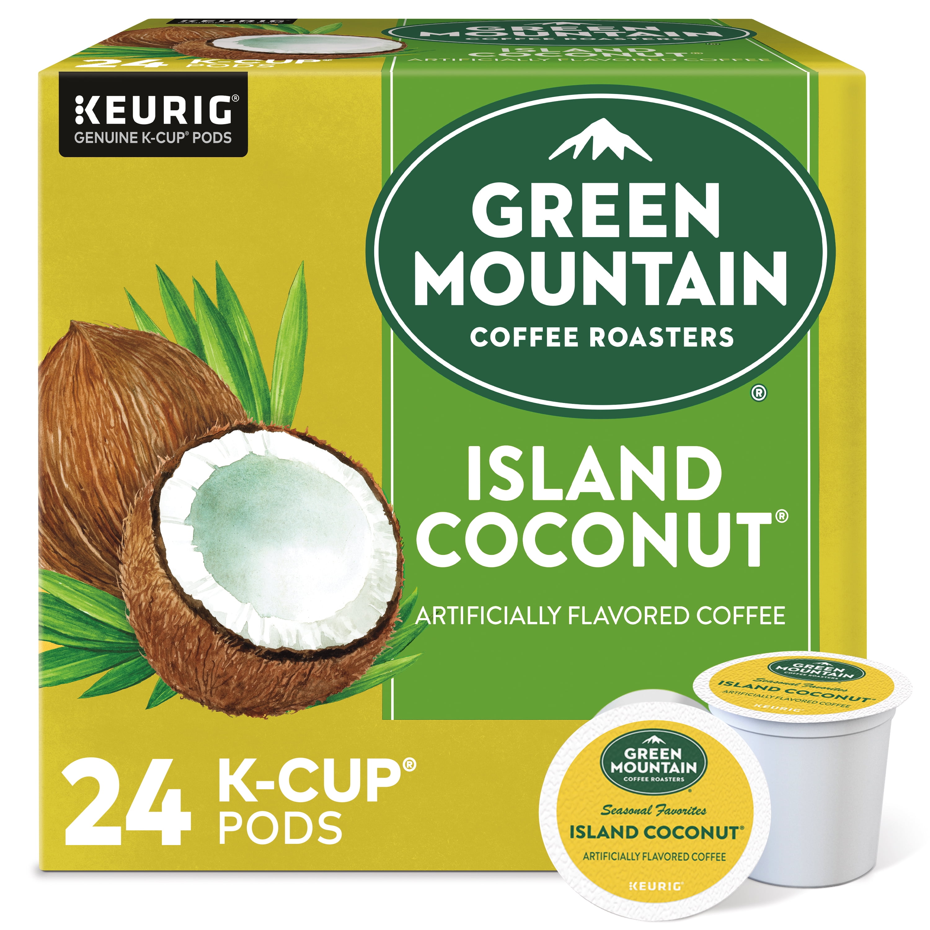 Green Mountain Coffee Island Coconut Single-Serve Light Roast Keurig Coffee Pods, 24 Ct