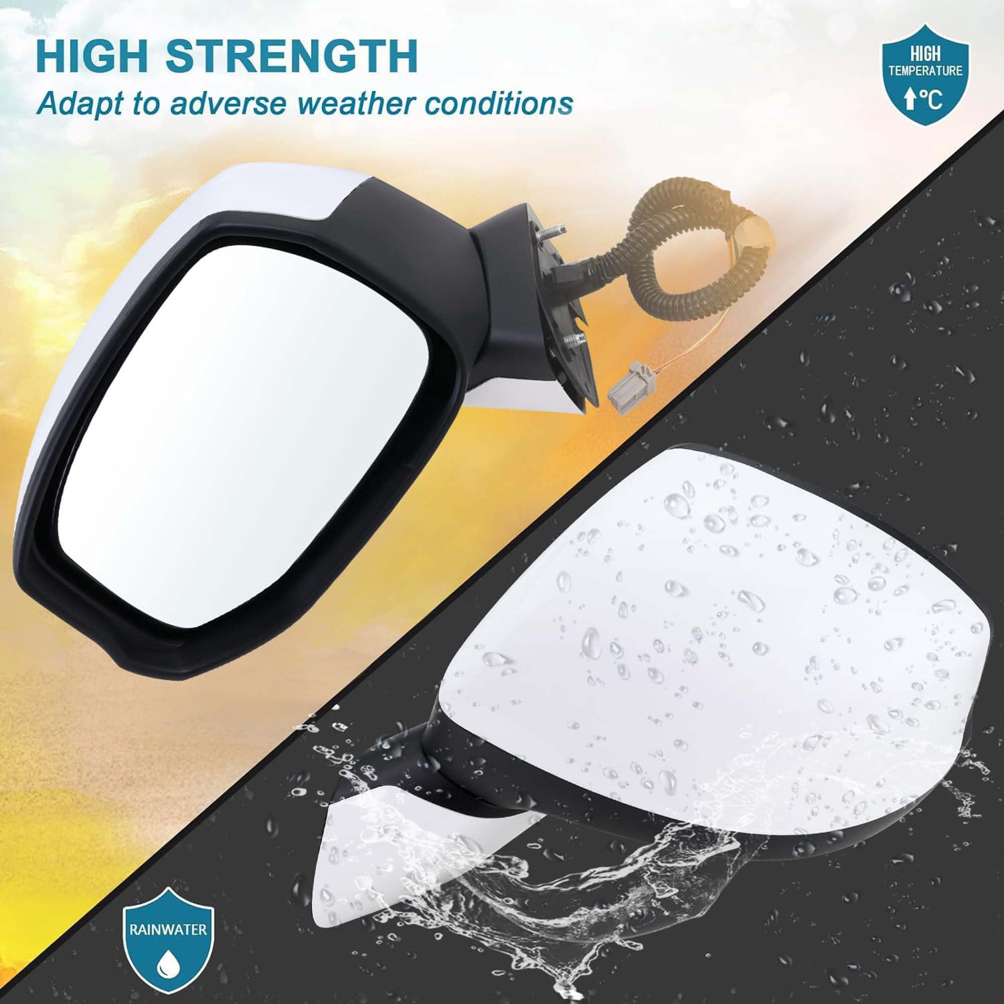 MZORANGE Left Driver 3Pin White Side Mirror Assembly For Honda Civic 2012 2013 2014 2015
