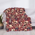 thumbnail image 3 of Honeii Skull record Guitar music print throw blanket, crafted from cozy cotton flannel, offers versatile home decor as a bedding suitable for all seasons.-80"x60", 3 of 6