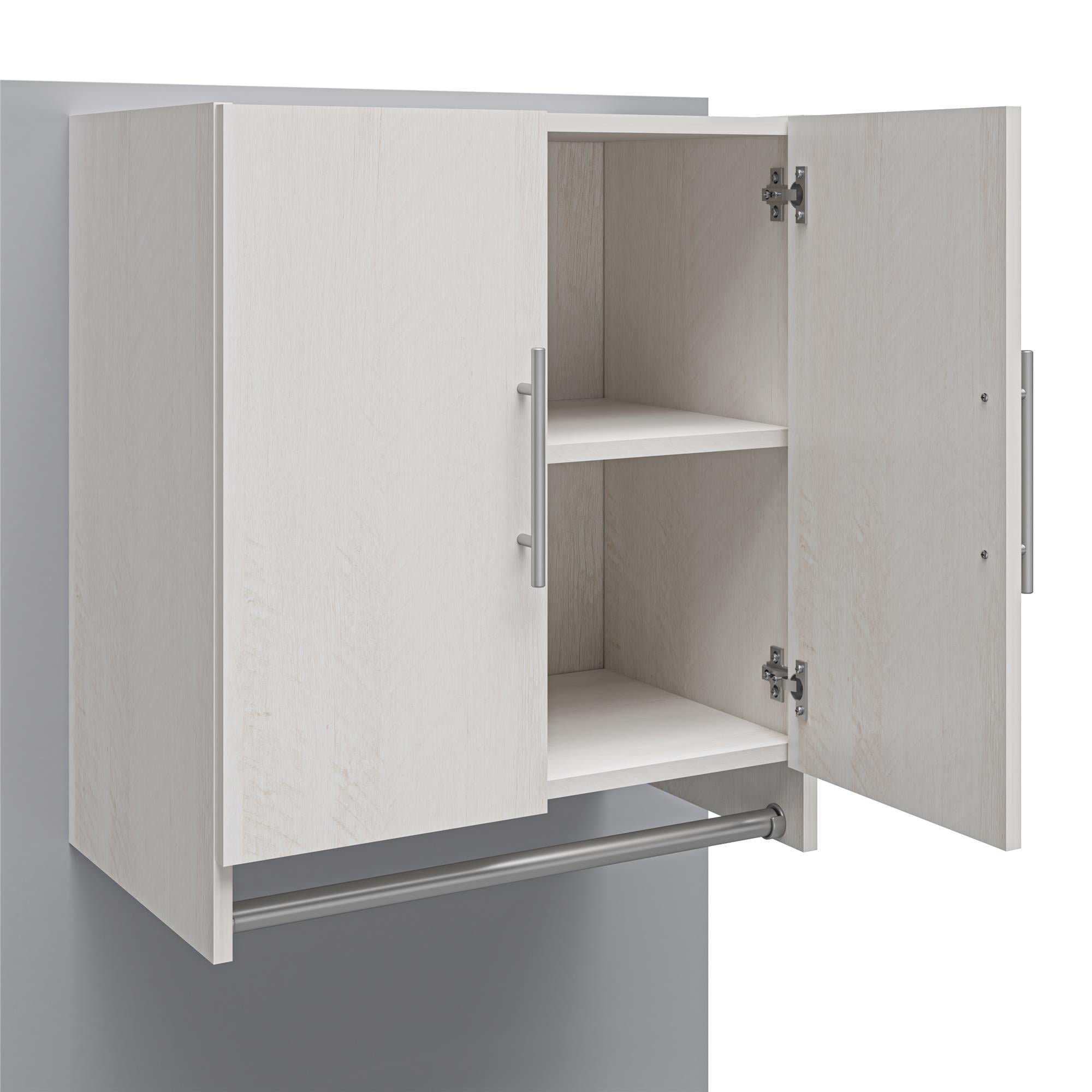 Systembuild Evolution Westford Garage Storage 3 Door Wall Cabinet with  Hanging Rod, Ivory Oak