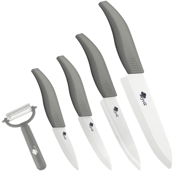 Akatsuki Ceramic Knife Set 9-Piece Kitchen Chef Paring Knives Set with Covers,3", 4", 5", 6" Vegetable Fruit Cooking Knife and a Peeler