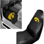 NCAA Iowa 2 pc Front Floor Mats and Iowa Car Seat Cover Value Bundle
