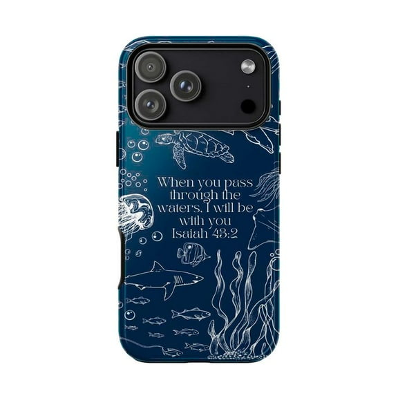 Christian Faith Whale Shark Phone Case, Inspirational Scripture Sea Turtle Art, Protective Cover for iPhone 17 16 15 14 13 12 11 Pro Plus Mini