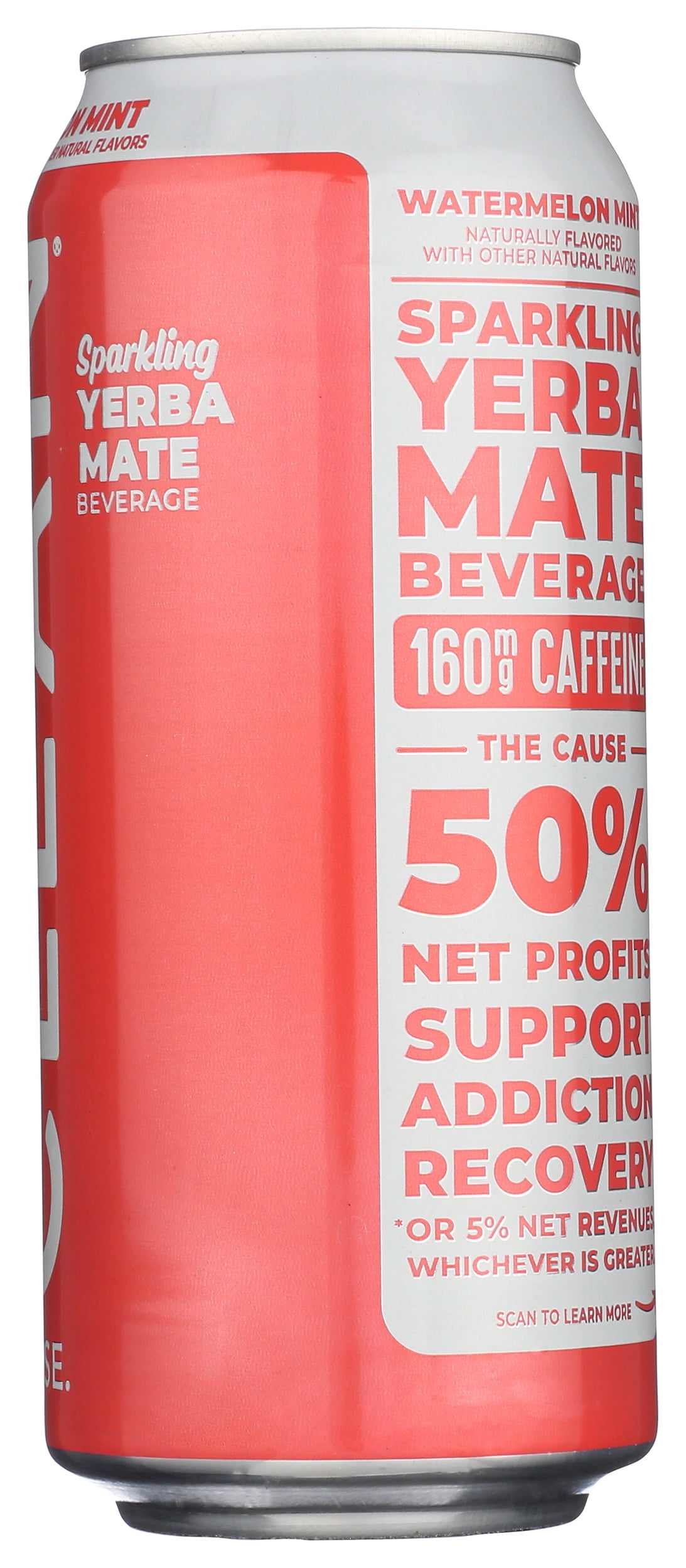 Pack of 12, Clean Cause Watermelon Mint Organic Sparkling Yerba Mate, 16 fl oz