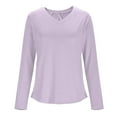 thumbnail image 3 of gbyLJF T-Shirts for Women Long Sleeve Lightweight Workout Casual Tops Solid Color V-Neck Sun Protective Shirt Quick Dry Tees, 3 of 6
