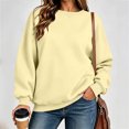 thumbnail image 2 of Women's Fashion Oversized Plain Sweatshirt Soft Fleece Lined Crew Neck Long Sleeve Loose Pullover Casual Fall Winter Daily Outfits Yellow, 2 of 8