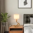 thumbnail image 7 of Bedside Cute Table Lamp with Wood Changeable Base, Vintage White Farbic Lampshade Nightstand Lamp, Industrial Small Reading Desk Light Decor for Living Room, Kids Room, Ktichen Island, 7 of 7