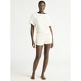 thumbnail image 2 of Joyspun Women's French Terry Short Sleeve Top and Shorts Pajama Set, 2-Piece, Sizes XS-3X, 2 of 6
