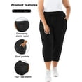 thumbnail image 3 of SHOWMALL Womens Plus Size Joggers Pants Casual Active Capri Sweatpants with Drawstring Pockets Black 2X, 3 of 7