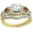 thumbnail image 3 of Dazzlingrock Collection 1.40 Carat (ctw) 14K Champagne & White Diamond 3 Stone Bridal Engagement Ring Set, Yellow Gold, Size 9.5, 3 of 4