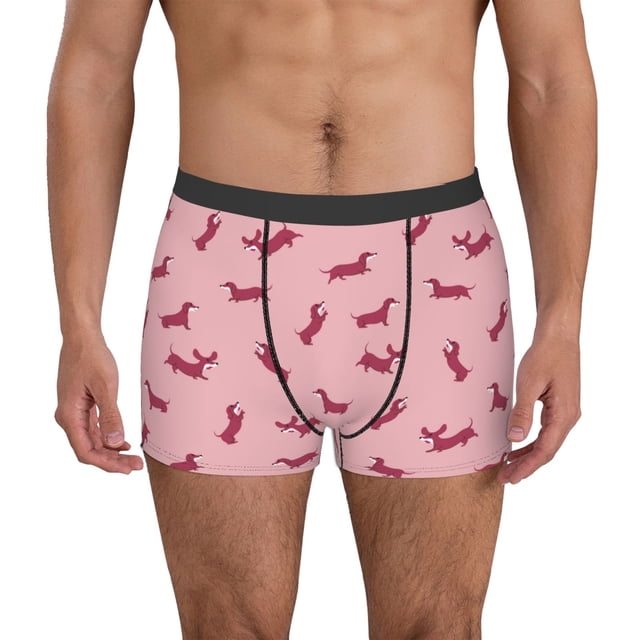Fotbe Dachshund Dog Puppy Calzoncillos Tipo Boxer con Bolsa de Soporte Total para Hombre, X-Temp Fresco, Transpirable y de Secado Rápido-Small