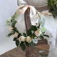 thumbnail image 2 of Floral Hoop Artificial White Rose with Green Leaves 9" D, 2 of 6