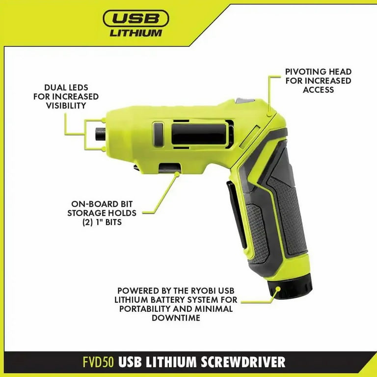 NEW Portable USB R y obi Lithium Ion Dual LED Screwdriver Kit Cordless Power Walmart