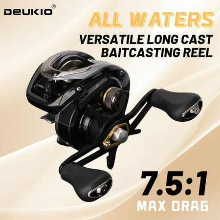 DEUKIO 195g Ultralight Baitcasting Reel Fishing Reel 7.5:1 Gear Ratio Saltwater 4+1BB 7KG Drag Power Baitcaster