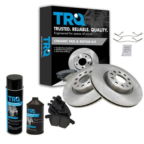 TRQ Front Ceramic Brake Pad & Rotor Kit w/Fluids for A3 TT VW Eos Jetta GTI BKA16321