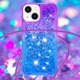 thumbnail image 4 of Funda para iPhone 14 Plus Brillantina Líquida Divertida Reluciente y con Cristales en Movimiento Cuerpo Cruzado con Cordón Ajustable, 4 of 5