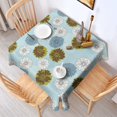 thumbnail image 2 of Geometric Flower and Dahlia Blue Square Tablecloth, Waterproof Wipeable Spillproof Washable Table Cover for Home Kitchen Party and Daily Decor 60"x60", 2 of 6