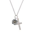 thumbnail image 2 of Delight Jewelry Two-tone Large Daisy Flower I Have Plans for You Engraved Cross Zoey Necklace, 28", 2 of 4