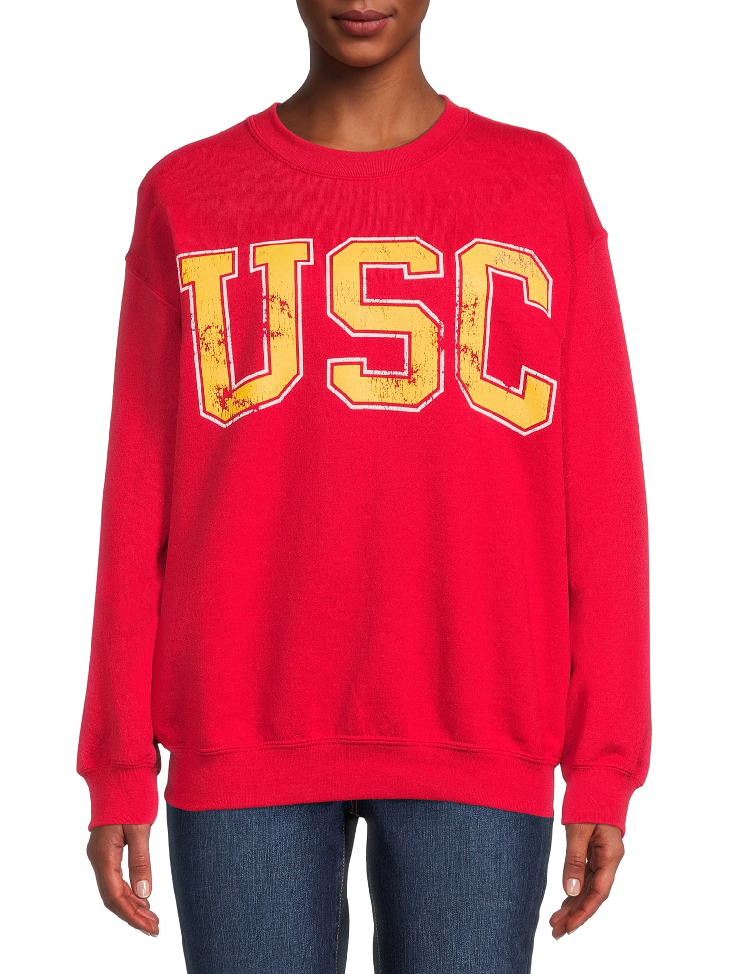 Goodie Two Sleeves USC Women's Juniors Graphic Sweatshirt, Size: Large, Red