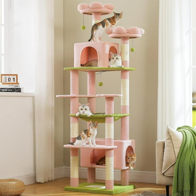 Large Cat Tree cm Cat Tower for Large Cats Cat Condo with Sisal-Cove Scratching Posts and Pads Padded Perch Dual Condo and Basket for Indoor Cats-Grey Small