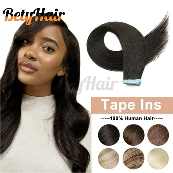 Natural Black Straight Tape In Hair Extensions Skin Weft Brazilian Hair 16inch Remy Human Hair Extensions 20pcs/pack