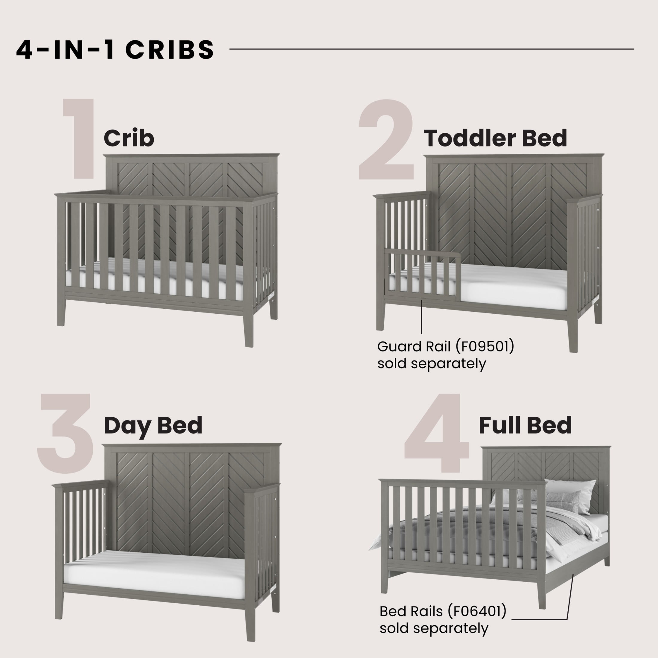 Child Craft Atwood Crib and Dresser Nursery Set, 4-in-1 Convertible Crib with 3-Drawer Dresser, Lunar Gray, 2-Piece