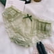 thumbnail image 3 of Bragas de encaje de estilo dulce para mujer, ropa interior transparente sin costuras con volantes y lazo, lencería de cintura media, 3 of 4
