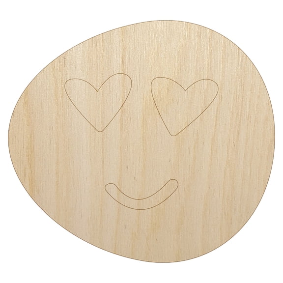 Heart Eye Love Emoticon Face Doodle Wood Shape Unfinished Piece Cutout Craft DIY Projects - 4.70 Inch Size - 1/8 Inch Thick