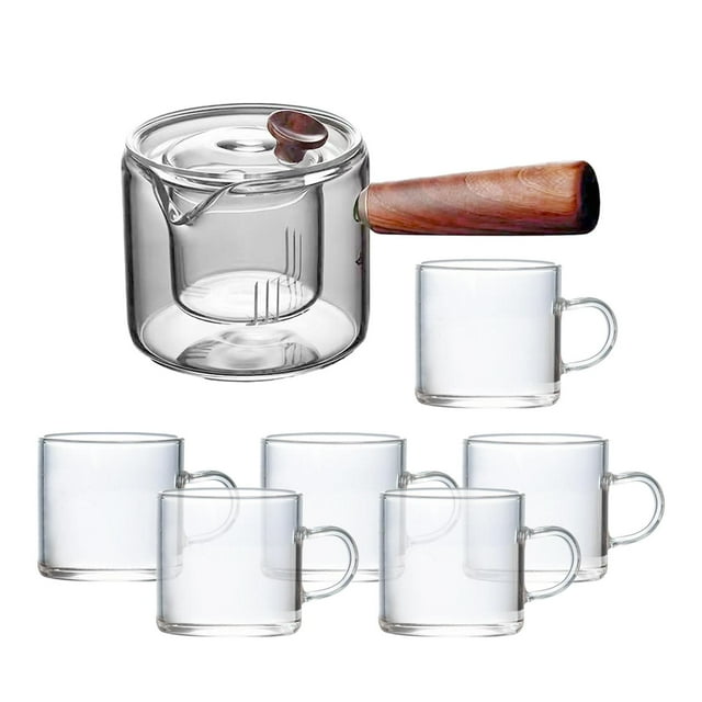 Luzkey 15oz Glass Teapot Tea Brewer Multipurpose Heat Resistant Blooming Tea Tea Kettle Tea Maker for Home Kitchen Restaurant Picnic Pot with 6 cups